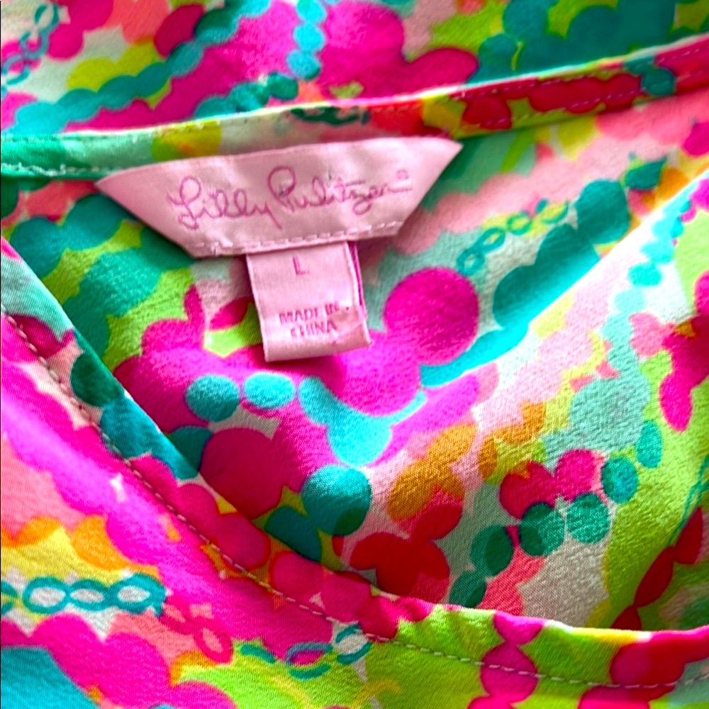Lilly Pulitzer Cosmo Silk Tank Top with V-Neckline - Picture 4 of 4